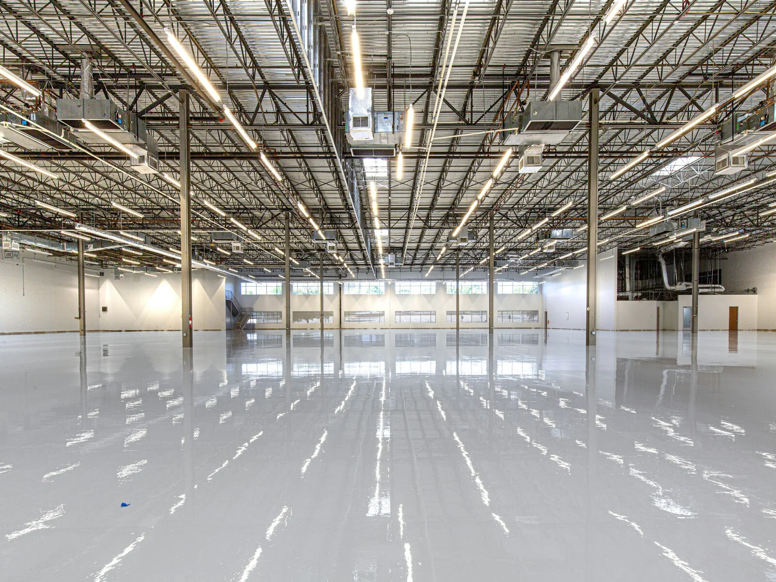 Commercial interior construction with framing and MEP runs